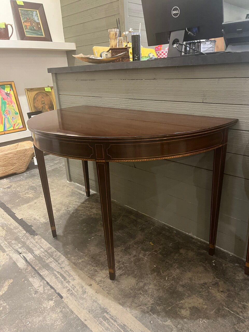 Pair of Mahogany George III Style Demilune Tables