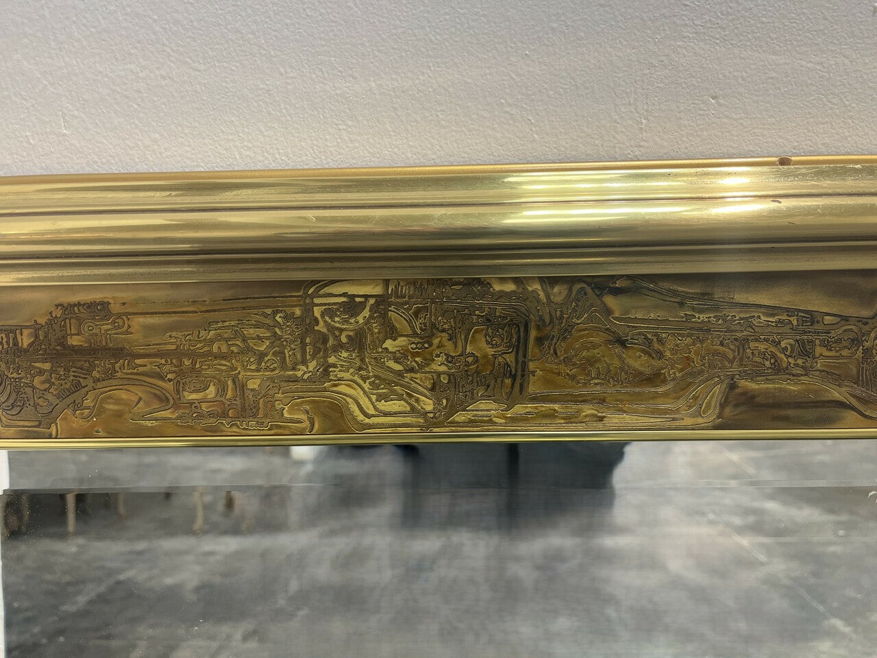 Bernhard Rohne Acid Etched Brass Mastercraft Mirror