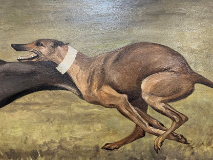 Leesa Sandys-Lumsdaine Oil on Canvas "Greyhounds Running"