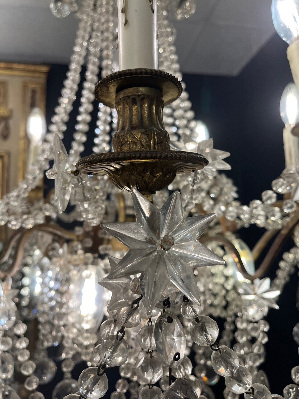 Antique 12 bulb Crystal Chandelier