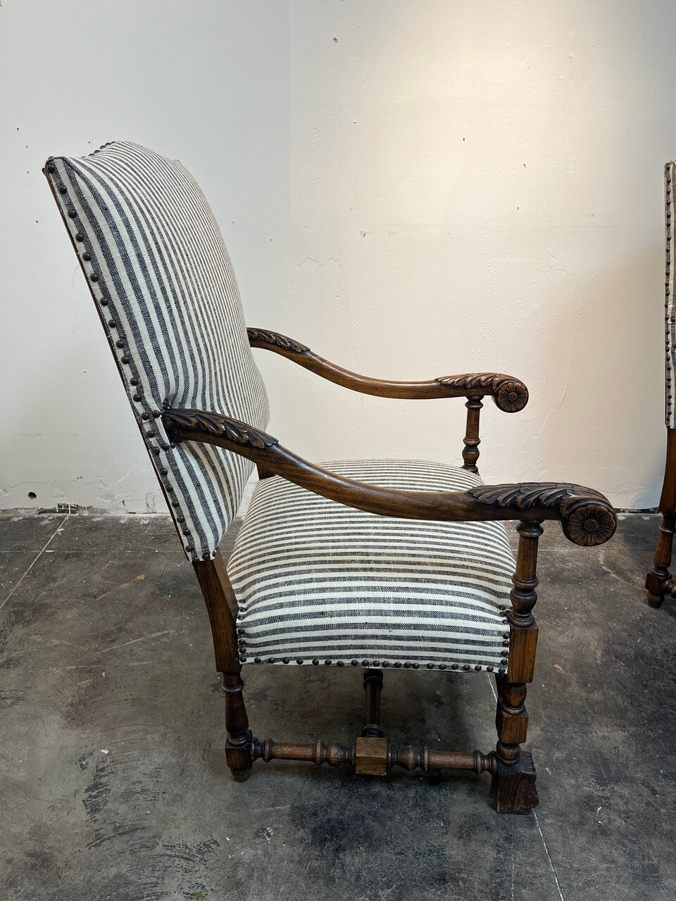 Pair 19th Century Louis XIII Armchairs