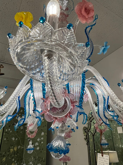 Elegant Multi Color Murano Italian Chandelier