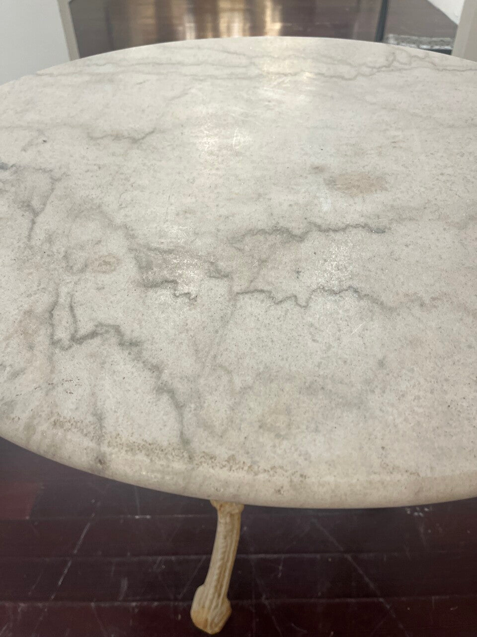 19th Century English Cast Iron Pub Table with Marble Top