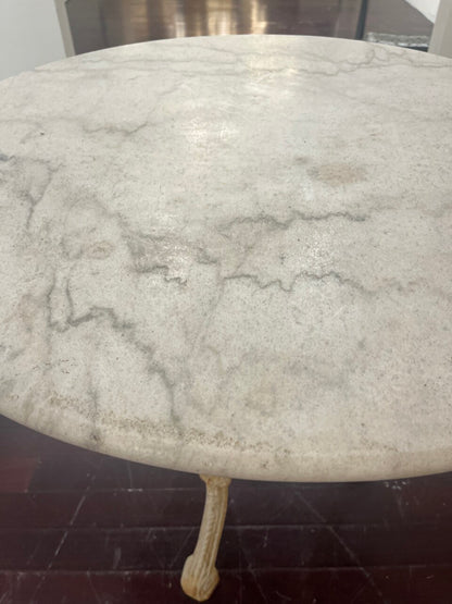 19th Century English Cast Iron Pub Table with Marble Top