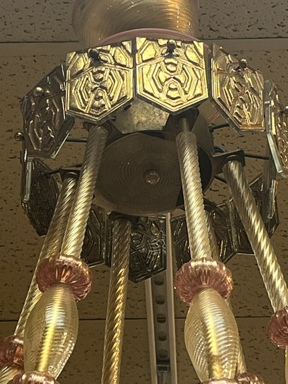 Fabulous Murano Pink and Gold Venetian Chandelier