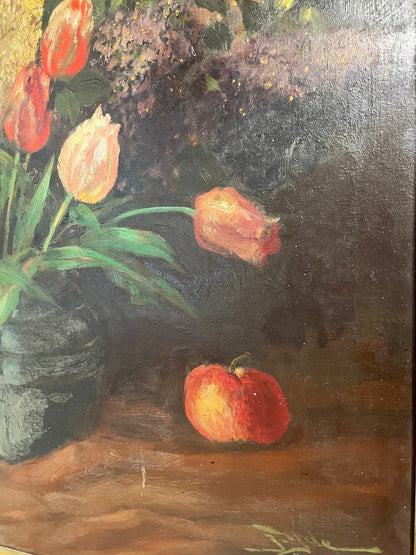 Large French Oil on Canvas Still Life