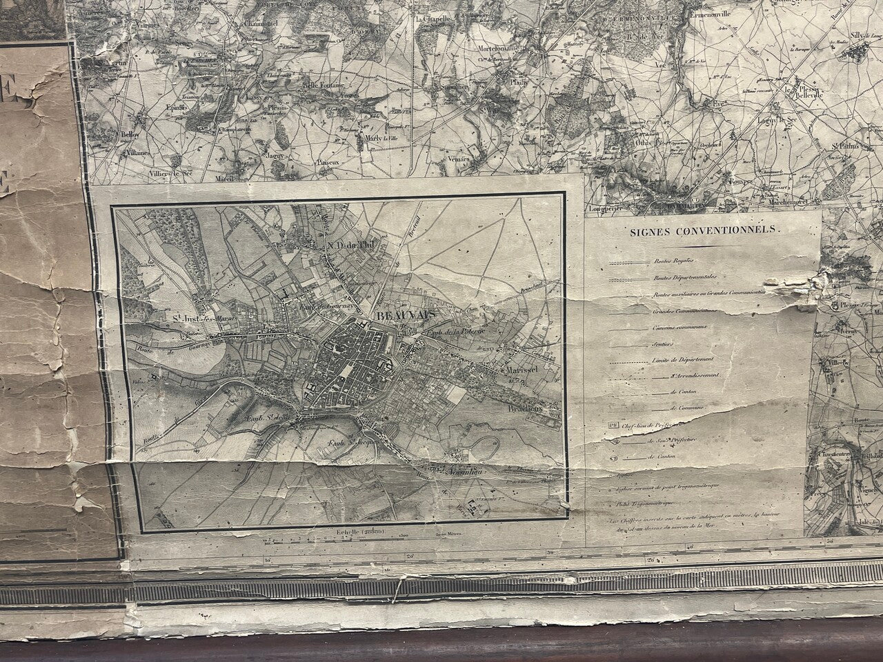 Antique French Map on Canvas 1900's