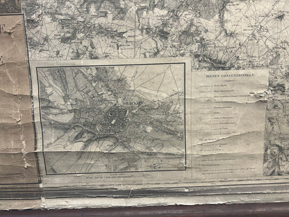 Antique French Map on Canvas 1900's
