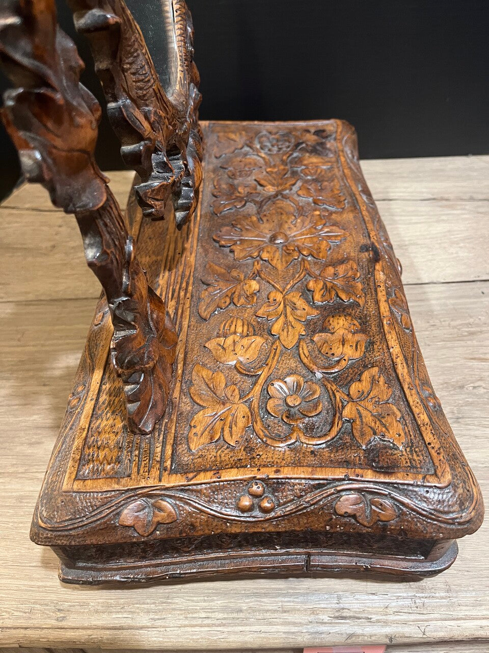 19th C Black Forest Dressing Table w/ Drawer and Mirror