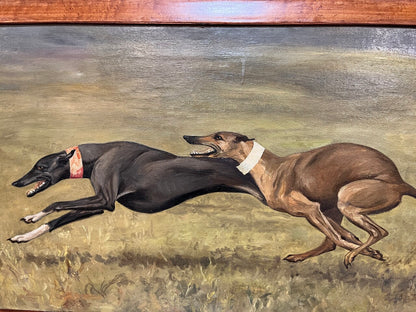 Leesa Sandys-Lumsdaine Oil on Canvas "Greyhounds Running"