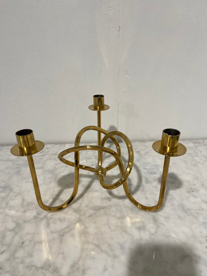 Josef Frank Brass 3 Candle Holder "Vanskapsknuten"