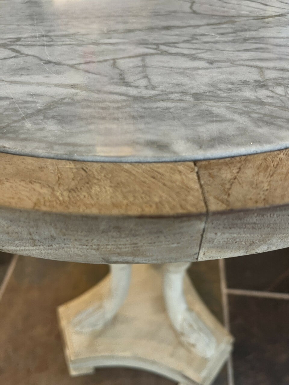 Bleached Fruitwood French Swan Leg Side Table