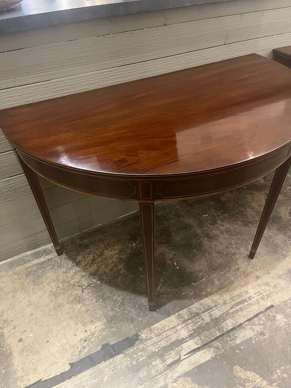 Pair of Mahogany George III Style Demilune Tables