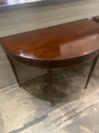 Pair of Mahogany George III Style Demilune Tables