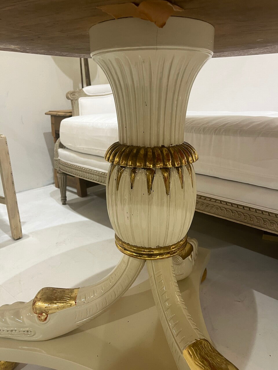 Vintage Empire Style Gilt Pedestal Table with Rojo Marble