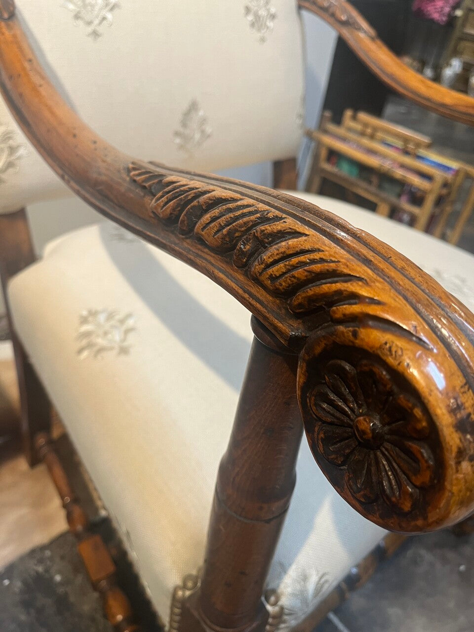 19th Century Carved Walnut Armchair