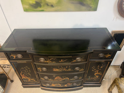 Vintage Lacquered Chinoiserie Cabinet Sideboard