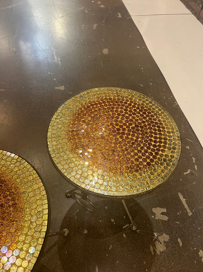 Pair of Italian Gold Folding Mosaic Side Tables