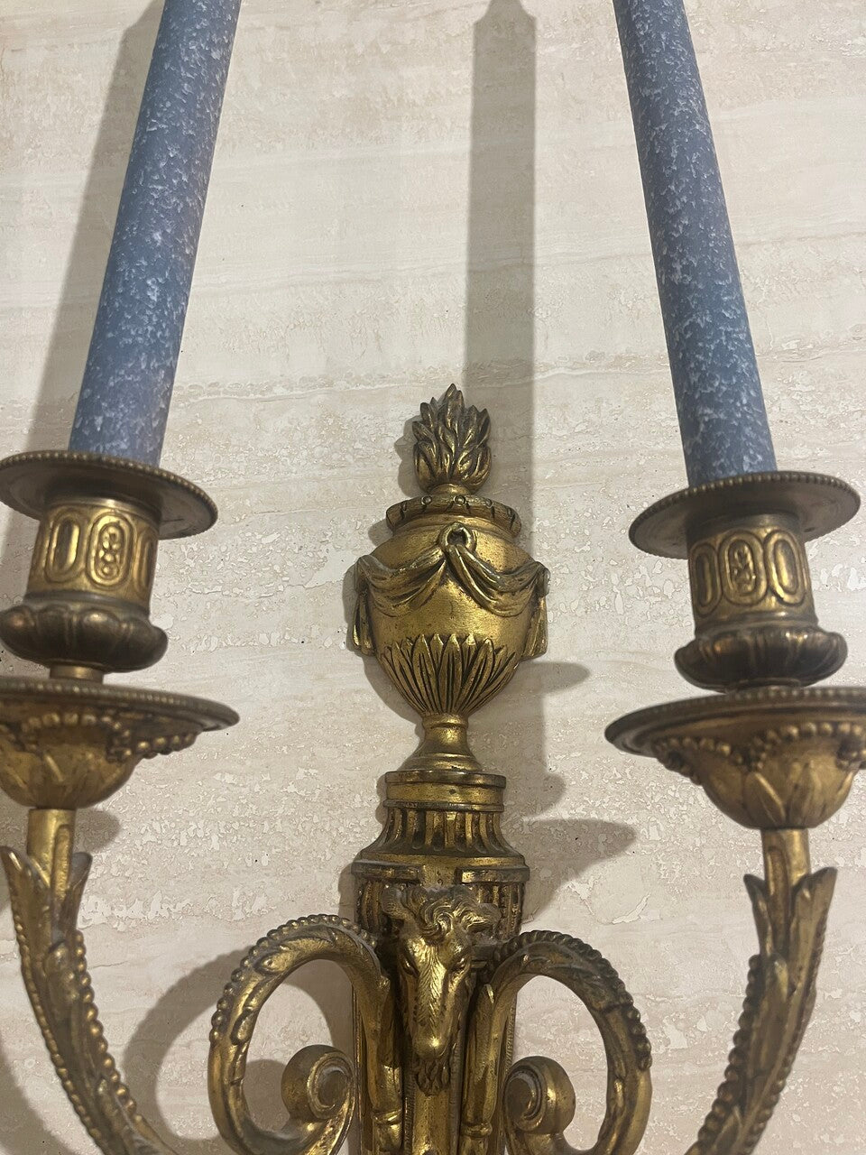 Pair 19th Century Gilt Bronze Neoclassical Sconces