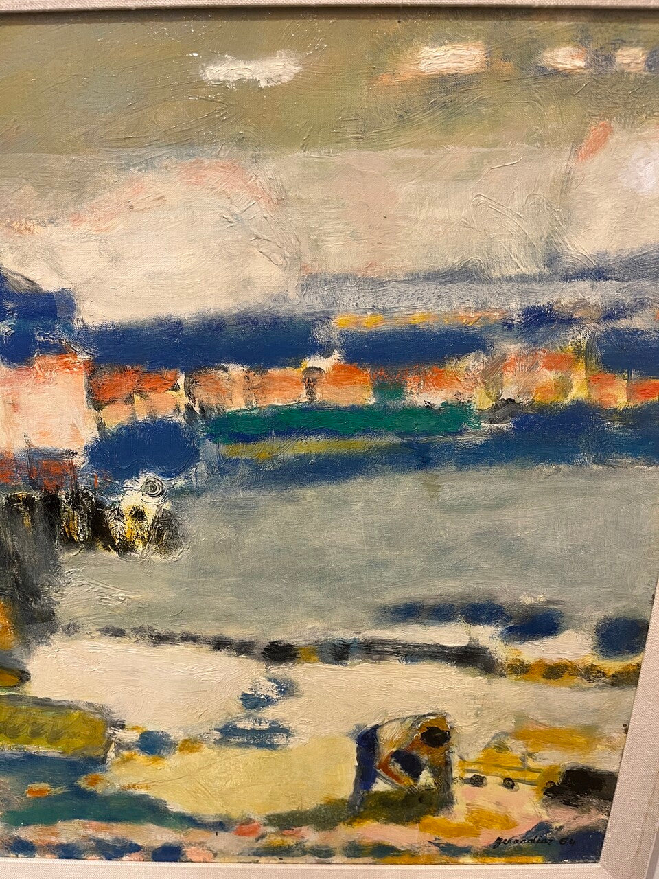 Signed Gerard Diaz Oil on Canvas Etang de Thau 1964