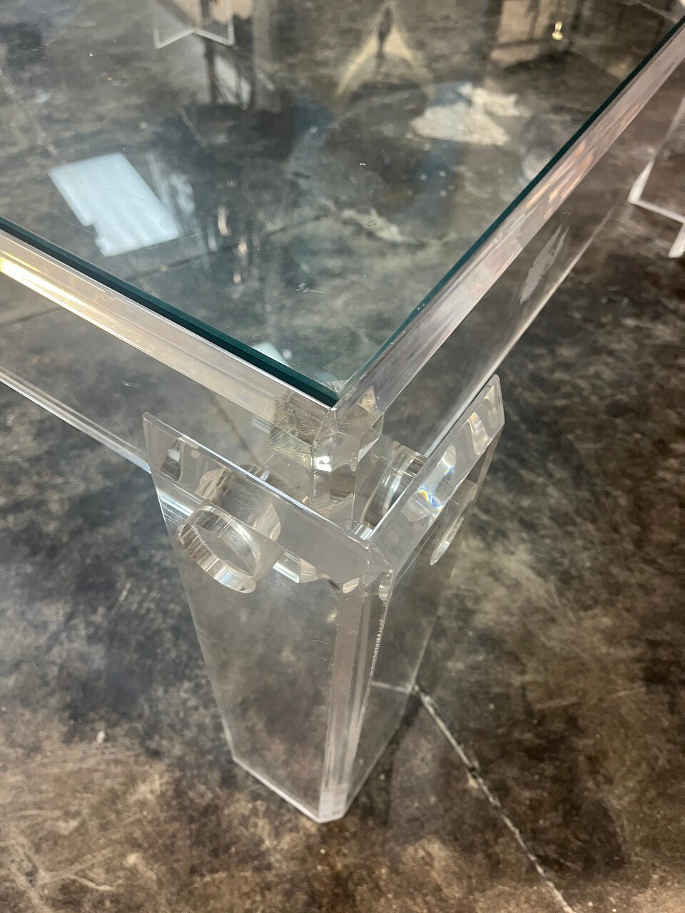 1970's Lucite Coffee Table with Glass Top