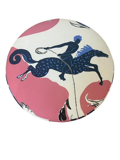 Custom made Ottomans with Walter Lee Culp, Hermes style fabric