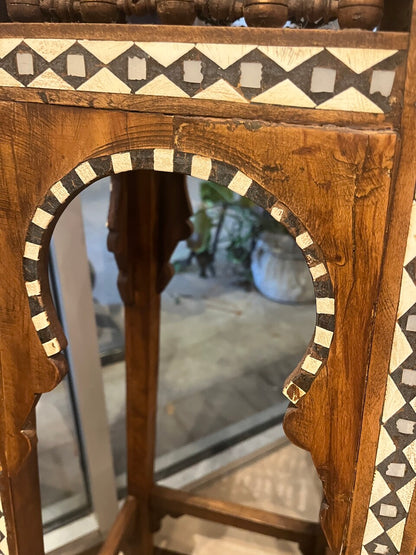 Moroccan Pedestal with Bone and Pearl Inlay