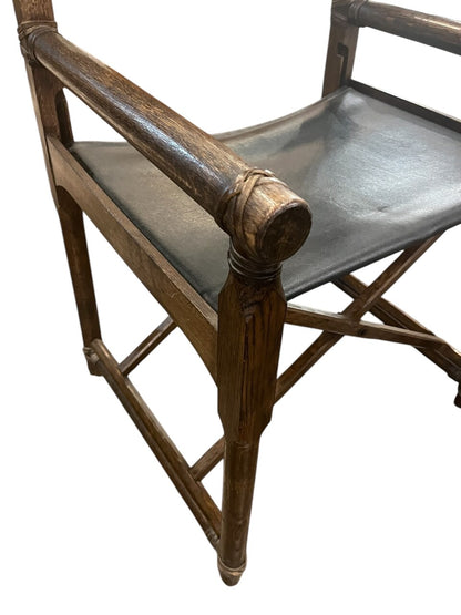 Pair of McGuire Oak Folding Campaign Chairs
