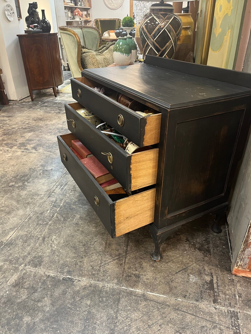 19th Century Queen Anne 3 Drawer Commode Chest