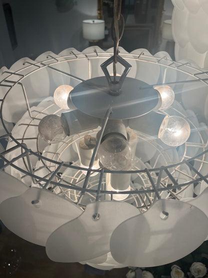 20th Century Frosted Glass Petal Chandelier