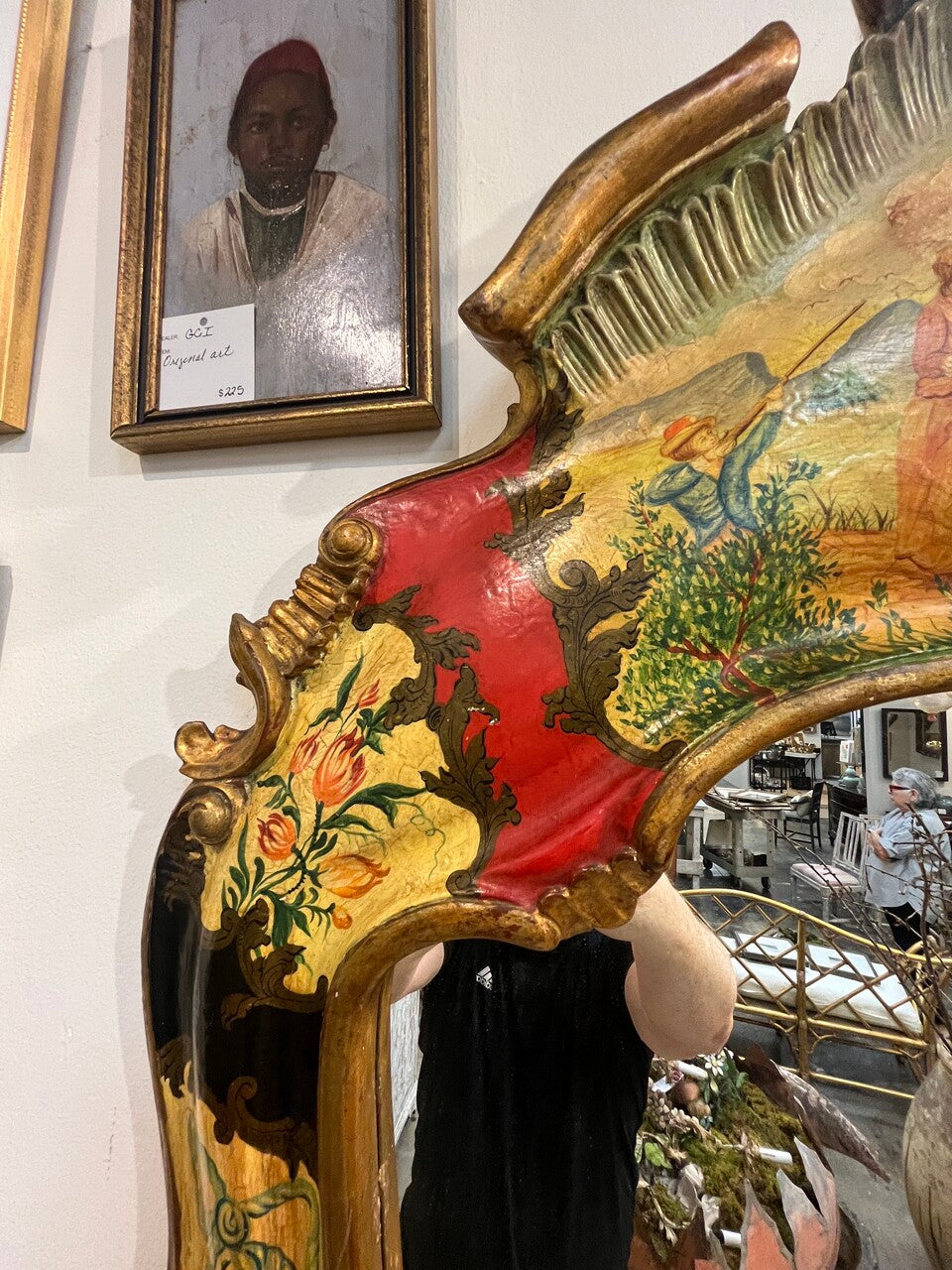 Venetian Style Painted Italian Gilt Mirror