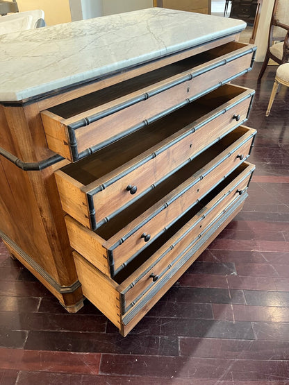 19th Century Faux Bamboo Chest with Marble Top