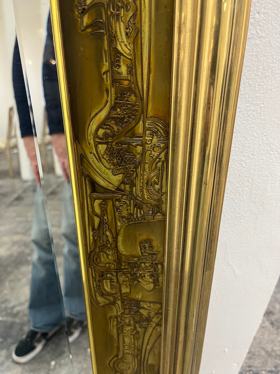 Bernhard Rohne Acid Etched Brass Mastercraft Mirror