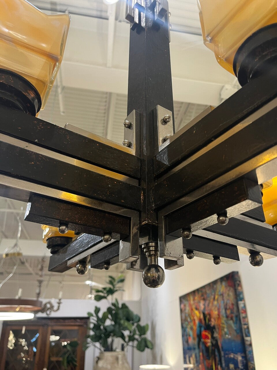 Art Deco Machine Age 8 Light Chandelier