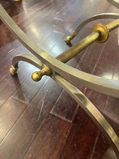 Neoclassical Steel and Brass Stool