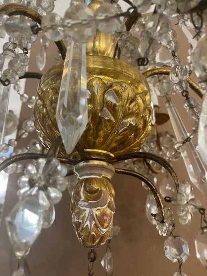 Louis XV Style Gilt French Crystal Chandelier