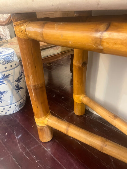 Mid Century Bamboo and Travertine Console Table