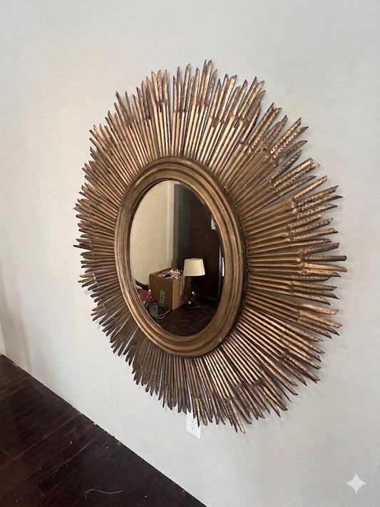 Large Italian Gilt Metal Sunburst Mirror