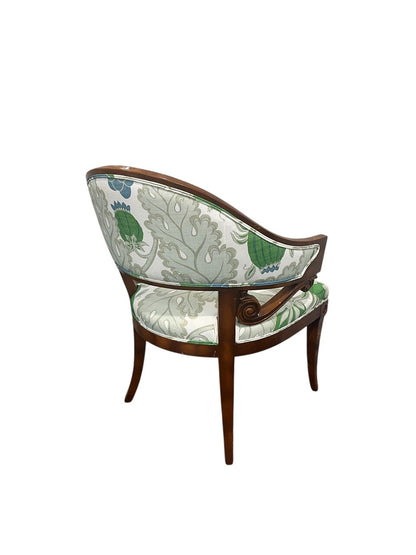 Pair of Gustavian Style Armchairs Newly Upholstered in Christopher Farr Fabric