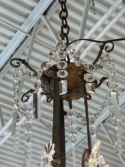 19th Century French Bronze Crystal Chandelier