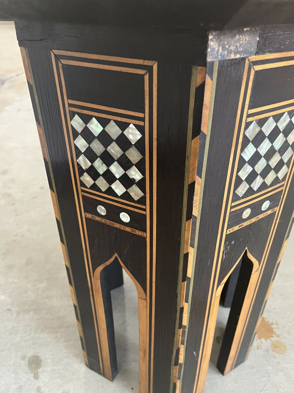 Early 20th Century Moroccan Inlaid Hexagonal Table