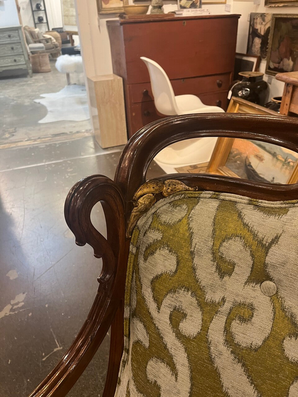 Art Nouveau Settee Refinished, Reupholstered