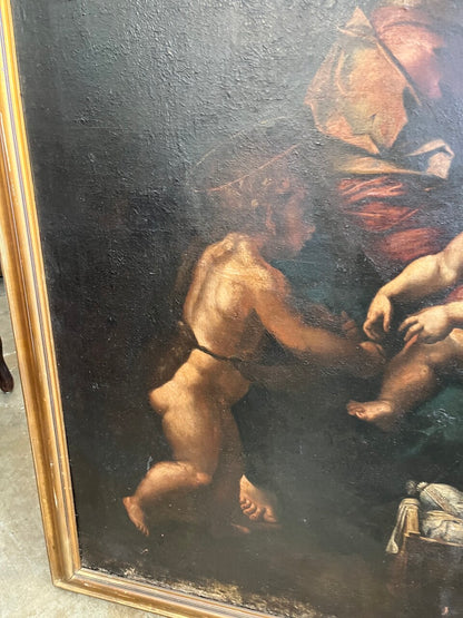 18th Century Oil on Canvas "Madonna with Child"