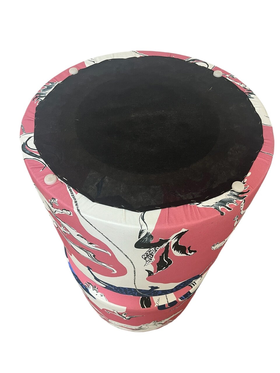 Custom made Ottomans with Walter Lee Culp, Hermes style fabric