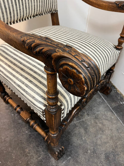 Pair 19th Century Louis XIII Armchairs