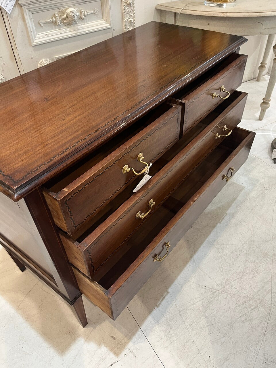Louis XVI 4 Drawer Chest with Inlaid Accents