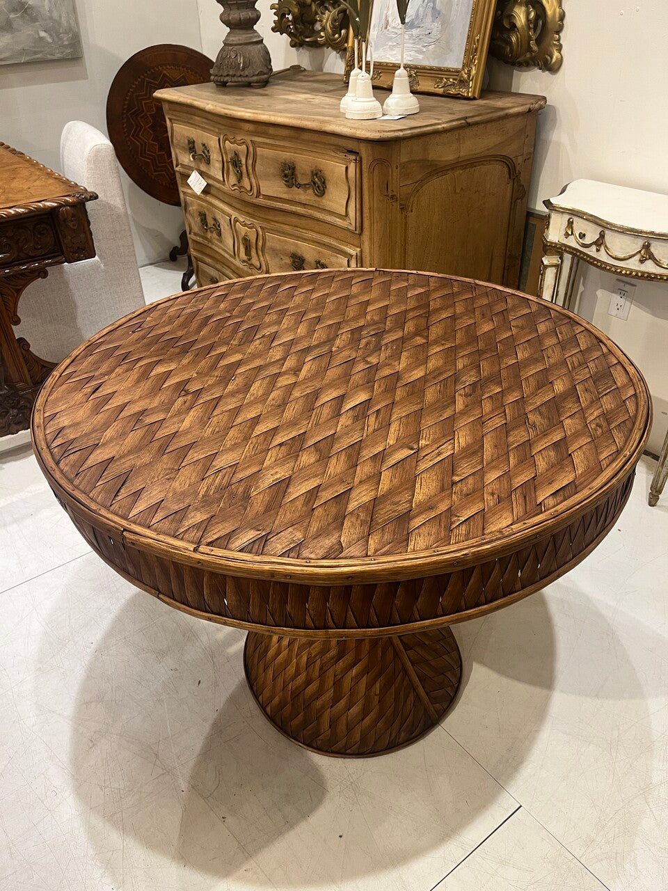 Artisan Made Woven Rattan Table