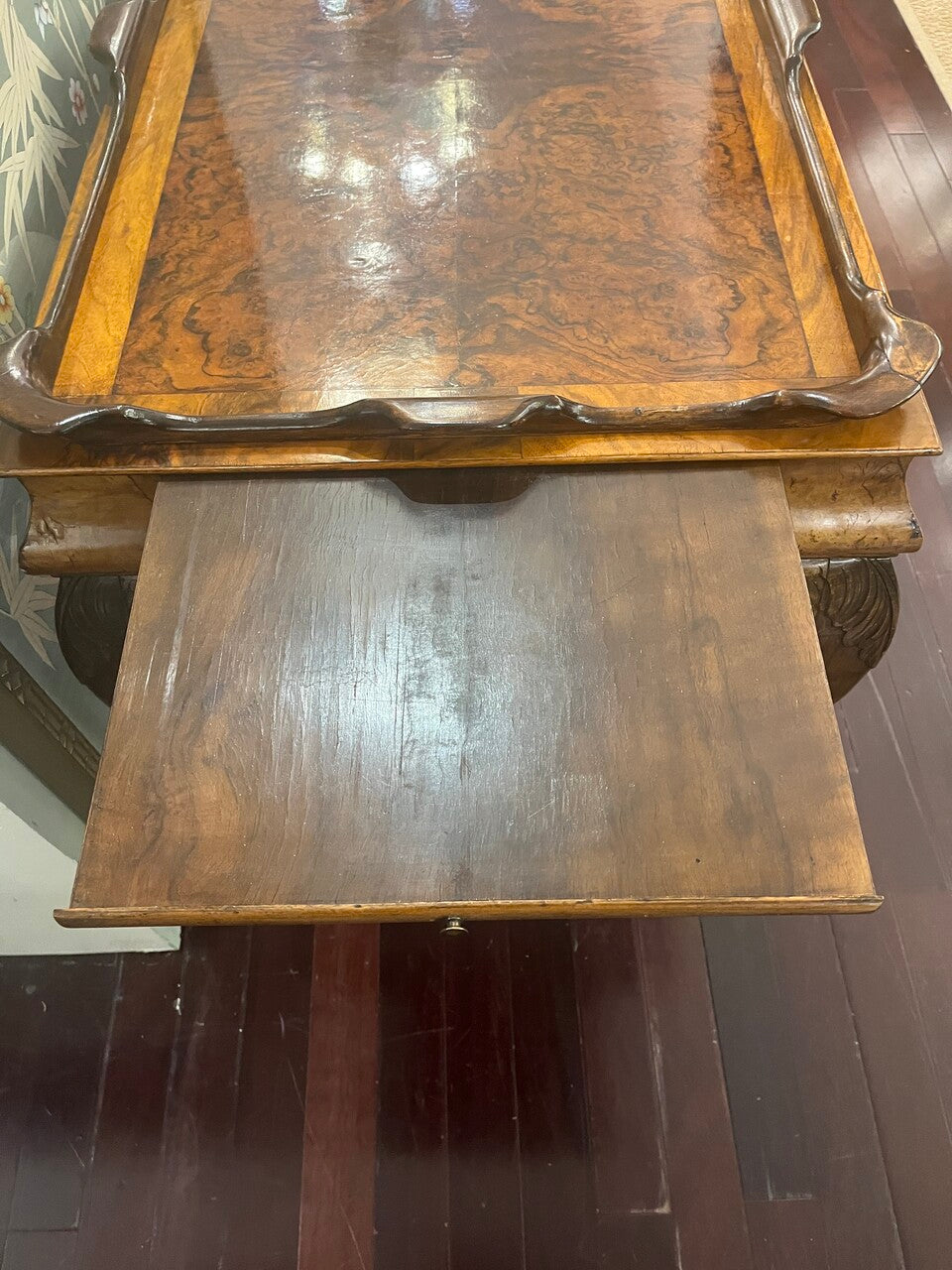 19th Century Book-matched Walnut Burl Tea Table