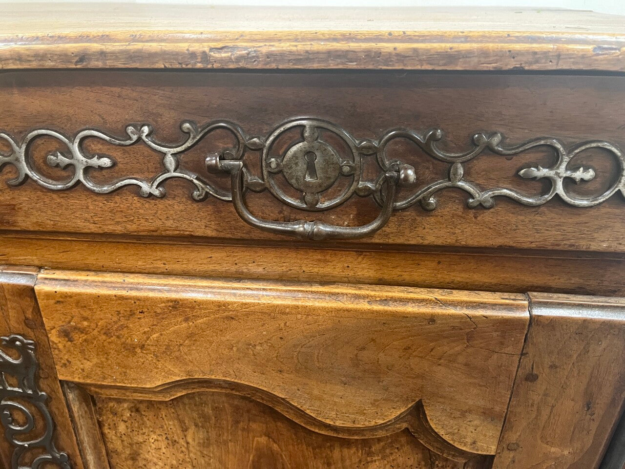 19th Century French Walnut Buffet with Burl Inlaid Doors