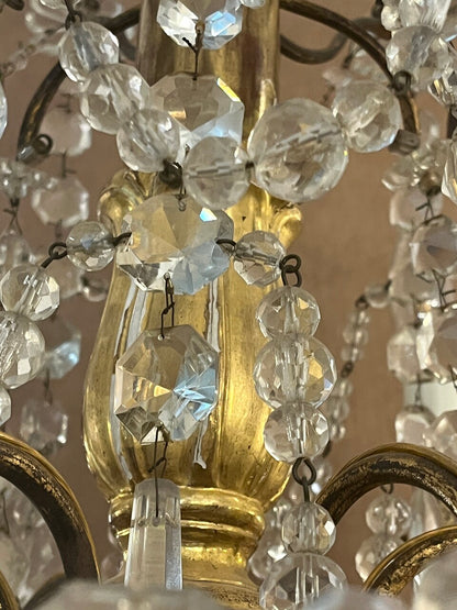Louis XV Style Gilt French Crystal Chandelier